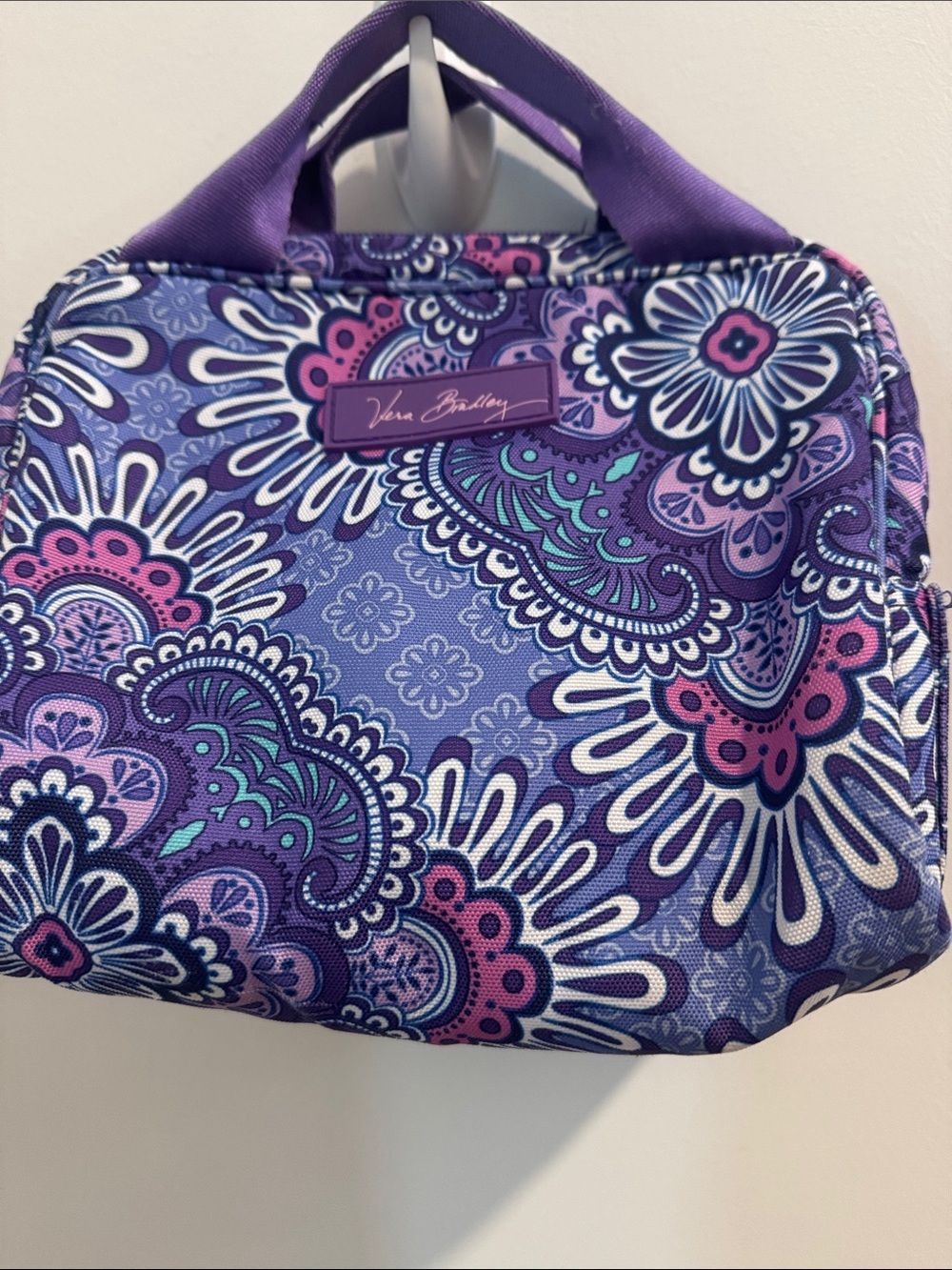 Vera Bradley Purple Paisley Floral lunch bag with Pink & Teal Accents